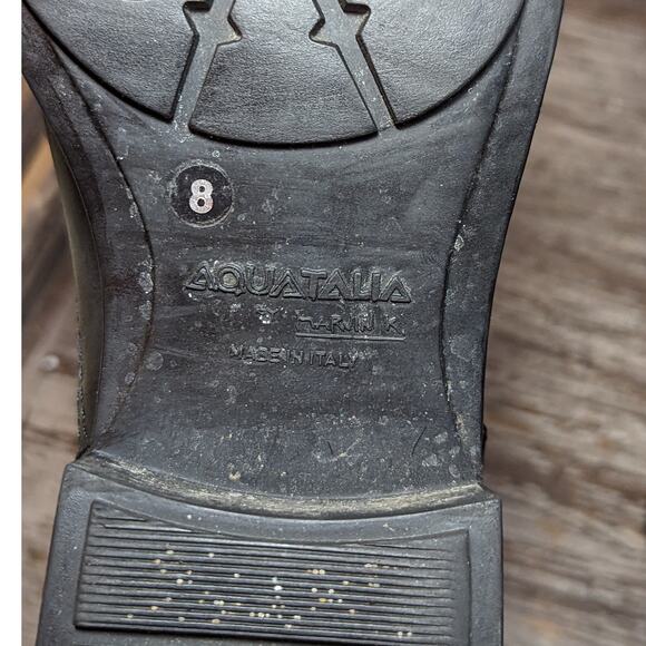 Aquatalia Women's Black Mid Calf Moto Style Quilted Leather Boots Size 8 - Picture 5 of 6